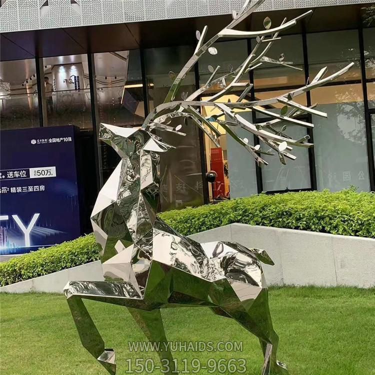 户外抽象几何镂空商场创意摆件梅花鹿雕塑