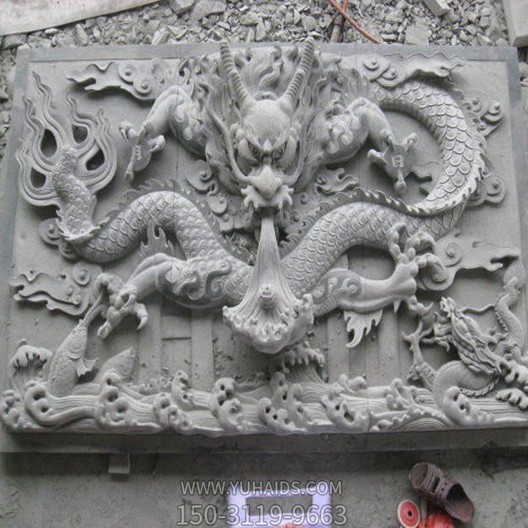 龙纹青石高浮雕雕塑
