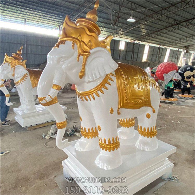 玻璃钢创意彩绘招财大象景观摆件雕塑