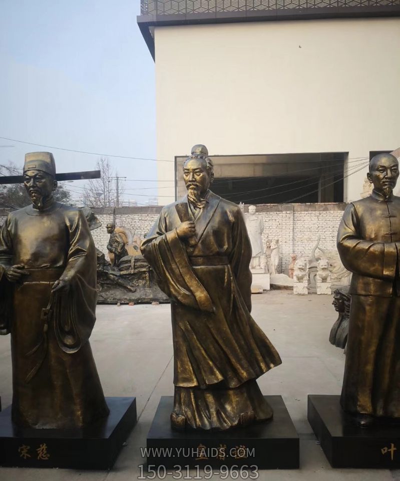 学校广场摆放古代名医皇甫谧玻璃钢仿铜雕塑