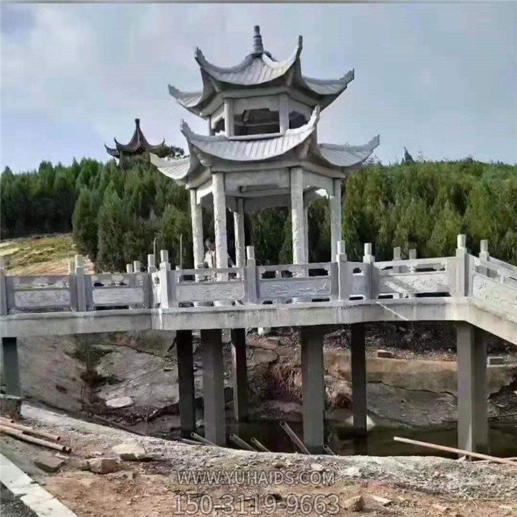 大理石青石雕刻 中式园林二层凉亭景观雕塑