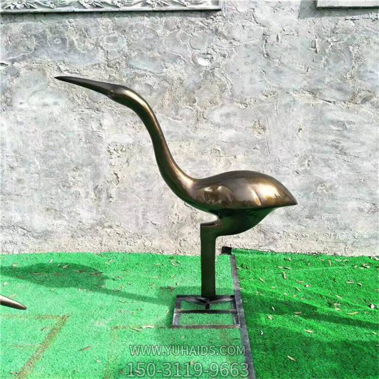 铜雕户外园林抽象动物景观火烈鸟雕塑