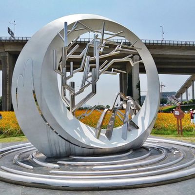 不锈钢户外园林景观圆环雕塑