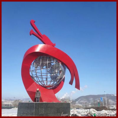 园林户外不锈钢创意景观地球仪雕塑