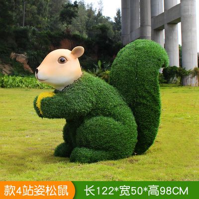 草坪创意玻璃钢站着的松鼠雕塑
