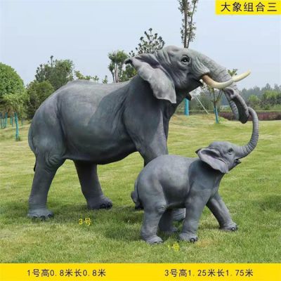 动物园景区玻璃钢大型仿真动物大象雕塑