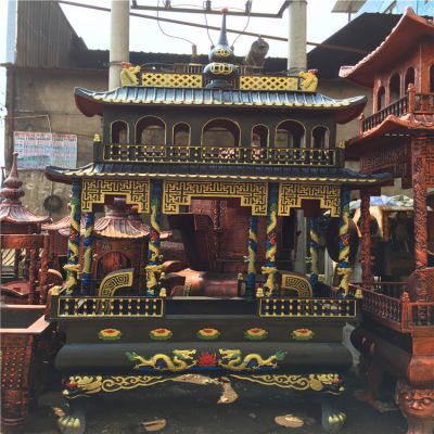 大型两层复旧宗祠祠堂铸铁香炉