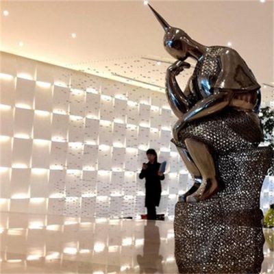 商场创意不锈钢抽象思考的抽象人物雕塑