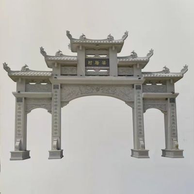 天然石材雕刻仿古建筑新中式门牌坊