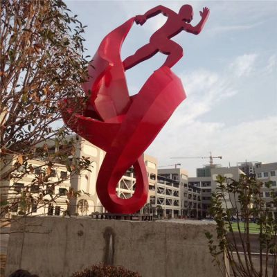 校园摆放不锈钢抽象奔跑剪影景观标识雕塑