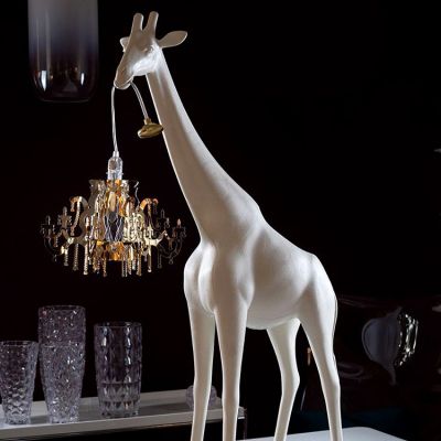 玻璃钢创意动物长颈鹿灯雕塑