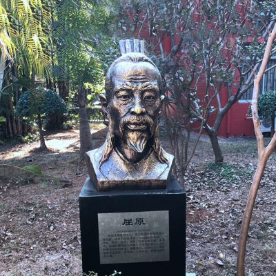 中国历史名人战国时期著名爱国诗人屈原铸铜头像雕塑
