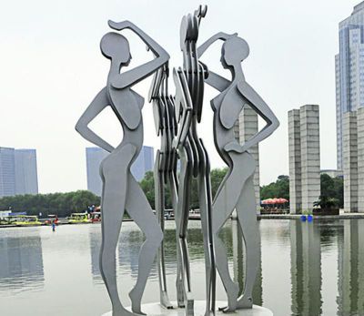 广场剪影不锈钢跳舞情侣景观雕塑