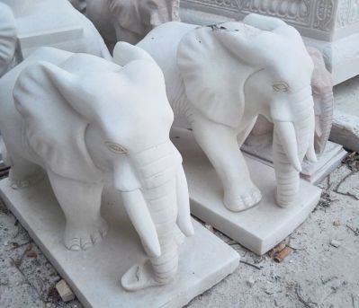 户外景区创意石雕汉白玉大象雕塑