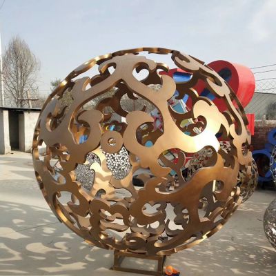 户外广场大型金属不锈钢镂空球雕塑