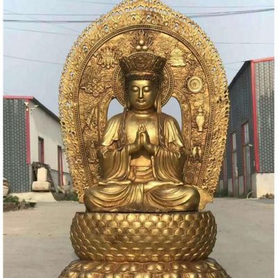 黄铜铸造坐姿地藏王菩萨像