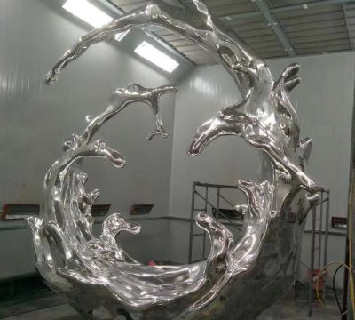 庭院商厦装饰大号不锈钢海浪浪花雕塑