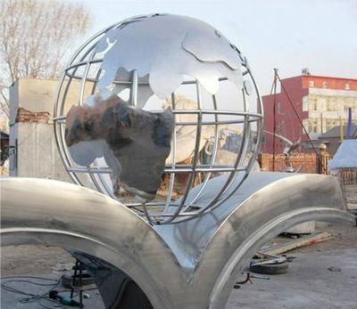 广场创意不锈钢镂空球书雕塑