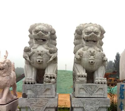 户外草坪大理石石雕创意大型狮子雕塑