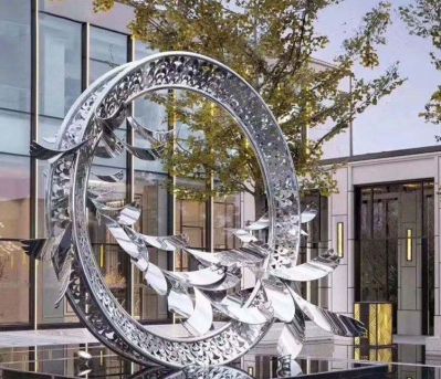 花园广场不锈钢工艺抽象大雁雕塑
