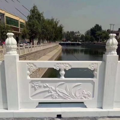 护城河汉白玉浮雕兰花石桥栏杆
