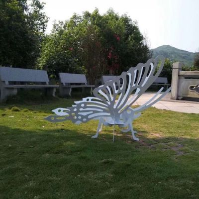 不锈钢户外园林抽象动物景观蝴蝶雕塑