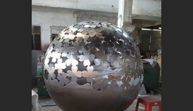 广场创意不锈钢镂空球雕塑