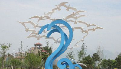 玻璃钢公园创意个性放飞的鸽子雕塑