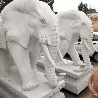大型动物景观摆件大理石石雕镇宅大象雕塑