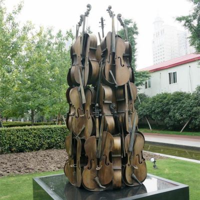 创意玻璃钢仿真大提琴园林景观雕塑
