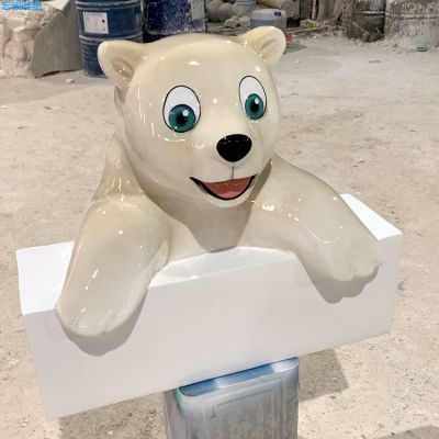 海洋公园玻璃钢卡通北极熊雕塑
