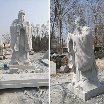 石雕校园人物汉白玉雕刻孔子景观雕塑
