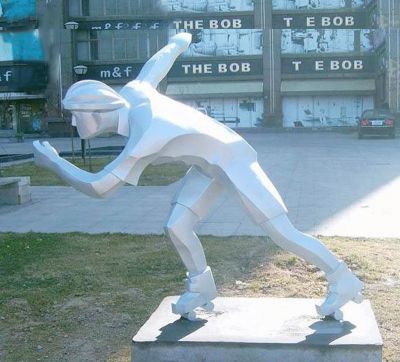 步行街不锈钢抽象滑冰人物雕塑222