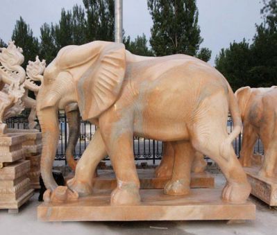 庭院寺庙黄蜡石石雕大象雕塑