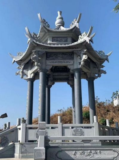 大理石户外寺庙浮雕二层六角凉亭雕塑摆件