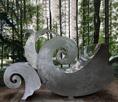 公园装饰摆件不锈钢创意海浪浪花雕塑