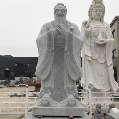 景区摆放大型青石儒家创始人思想家孔子雕塑