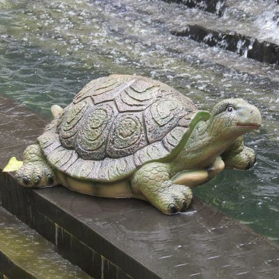 户外池塘创意玻璃钢爬行的乌龟雕塑