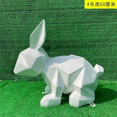 玻璃钢兔子，几何块面兔子造型雕塑