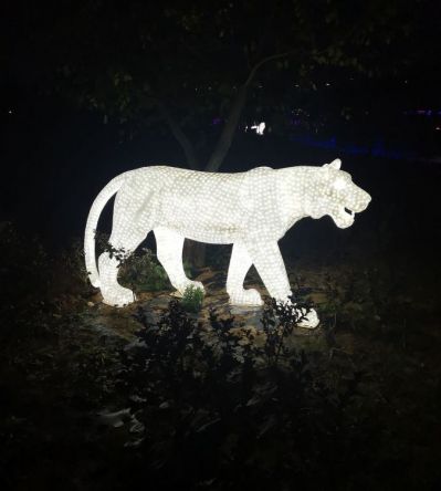 户外园林不锈钢发光照明景观动物狮子雕塑