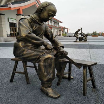 户外园林景观玻璃钢仿铜人物情景小品