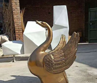 公园海边户外不锈钢喷金铸铜创意天鹅雕塑