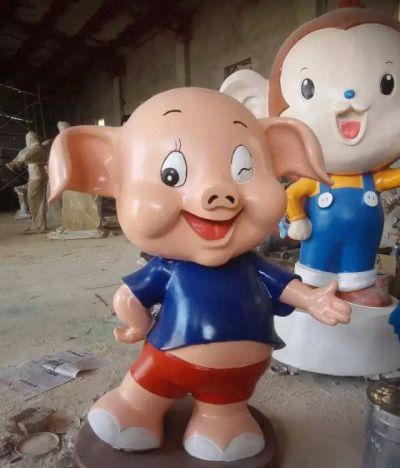 玻璃钢工艺品美陈装饰商场卡通动物小猪雕塑
