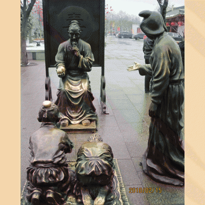 拜寿铜雕，中国传统风俗文化情景雕塑