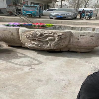 公园大型大理石砂石 石雕鱼缸雕塑