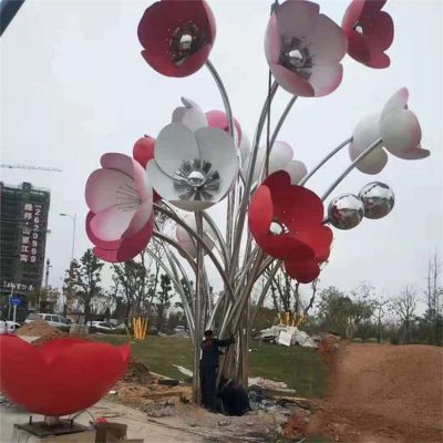 大型不锈钢创意花朵雕塑