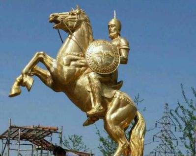 景区古罗马战士黄铜骑马雕塑