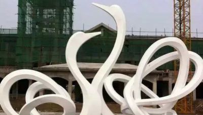 城市广场抽象个性玻璃钢天鹅雕塑