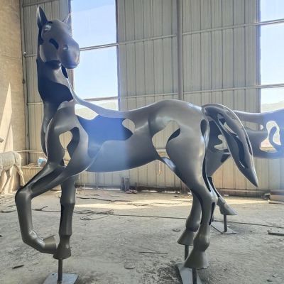 不锈钢创意镂空十二生肖马雕塑