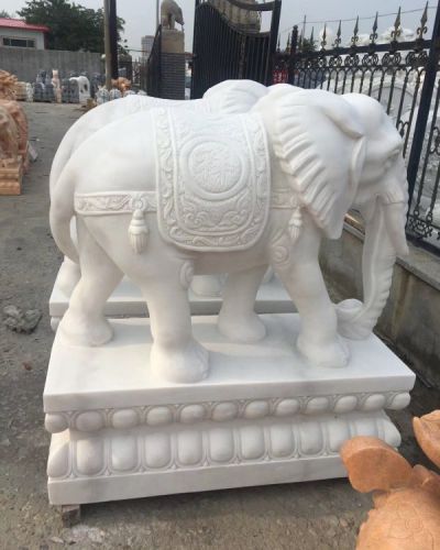 汉白玉石雕庭院门口大型镇宅招财大象雕塑